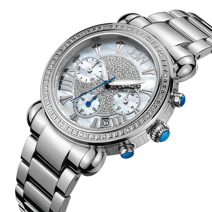 JBW Luxury Victory 16 Diamonds Mother of Pearl Chronograph Women's Watch - JB-6210-D - Zrafh.com - Your Destination for Baby & Mother Needs in Saudi Arabia