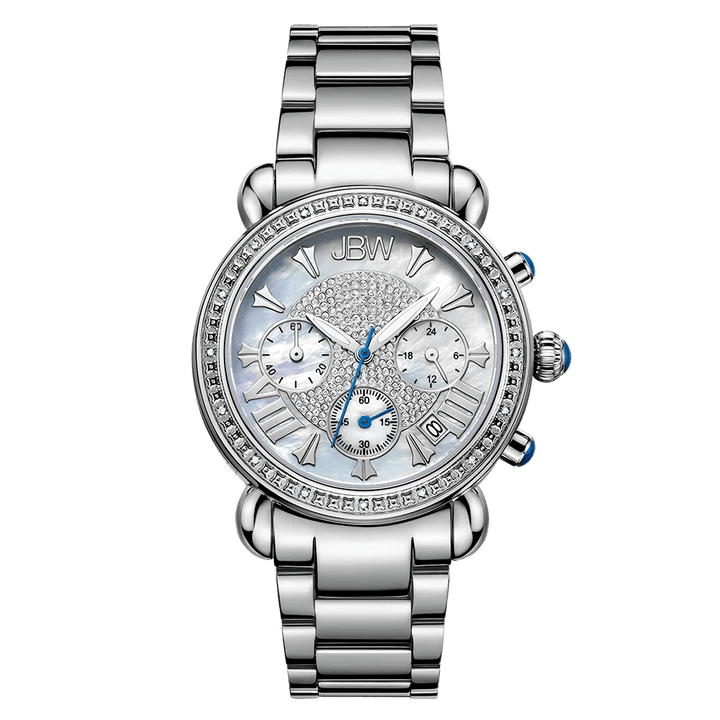 JBW Luxury Victory 16 Diamonds Mother of Pearl Chronograph Women's Watch - JB-6210-D - Zrafh.com - Your Destination for Baby & Mother Needs in Saudi Arabia