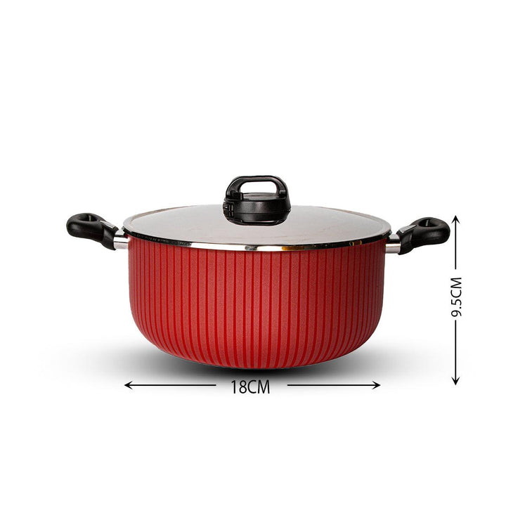 Family Ship Cooking pot with stainless steel lid, 18 cm -Red / black - Zrafh.com - Your Destination for Baby & Mother Needs in Saudi Arabia