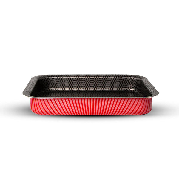 Family Ship Deep rectangular non-stick oven tray 37 cm -Red / black - Zrafh.com - Your Destination for Baby & Mother Needs in Saudi Arabia