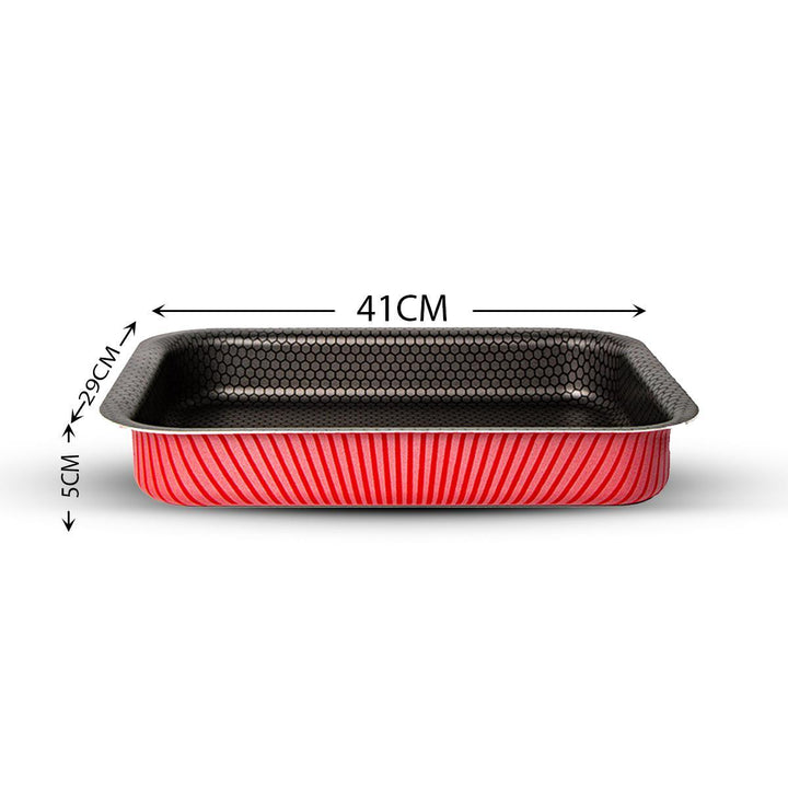 Family Ship Deep rectangular non-stick oven tray, 41 cm-Red / black - Zrafh.com - Your Destination for Baby & Mother Needs in Saudi Arabia