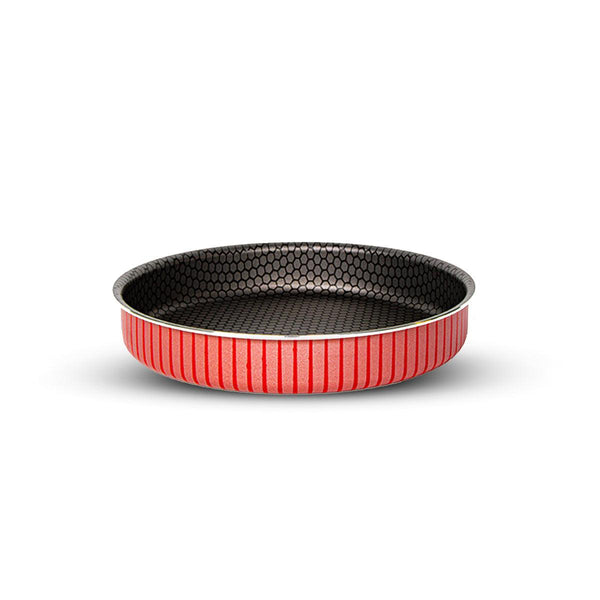 Family Ship Non-stick round oven tray, 24 cm-Red / black - Zrafh.com - Your Destination for Baby & Mother Needs in Saudi Arabia