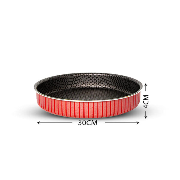 Family Ship Non-stick round oven tray 30 cm-Red / black - Zrafh.com - Your Destination for Baby & Mother Needs in Saudi Arabia