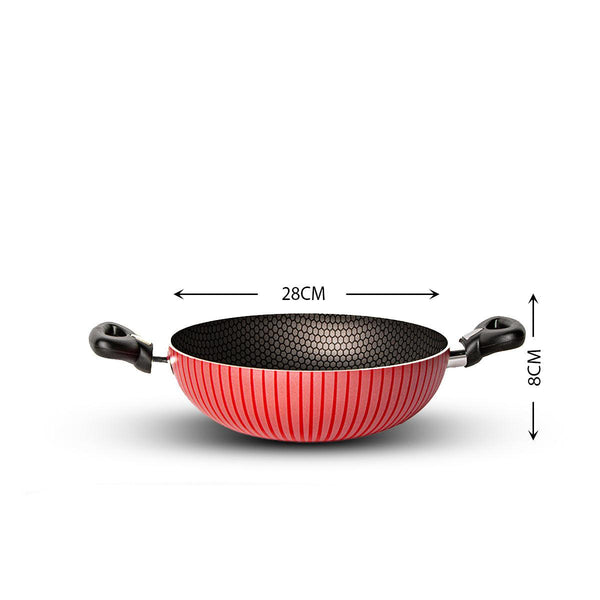 Family Ship Non-stick deep frying pan, size 28 cm-Red / black - Zrafh.com - Your Destination for Baby & Mother Needs in Saudi Arabia