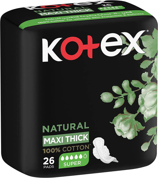 Kotex Female Napkins Natural Maxi Thick Super 26P 6C - ZRAFH