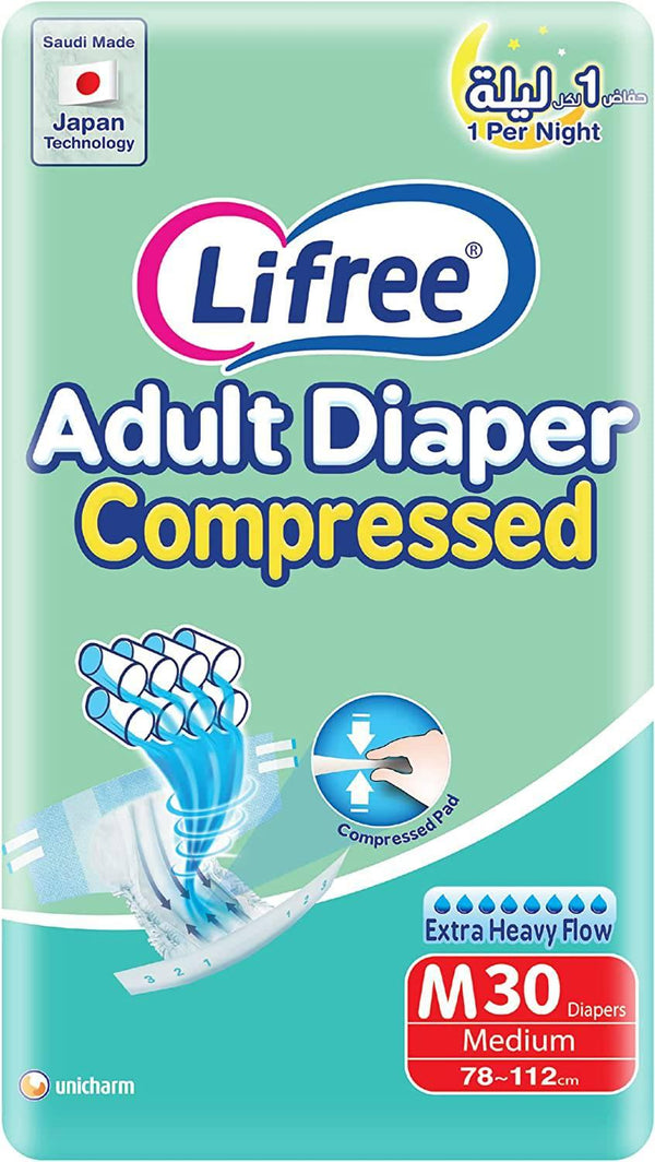 Lifree Adult Diaper Adhesive Tape Super Absorbent Package, Medium 30 Pads - ZRAFH