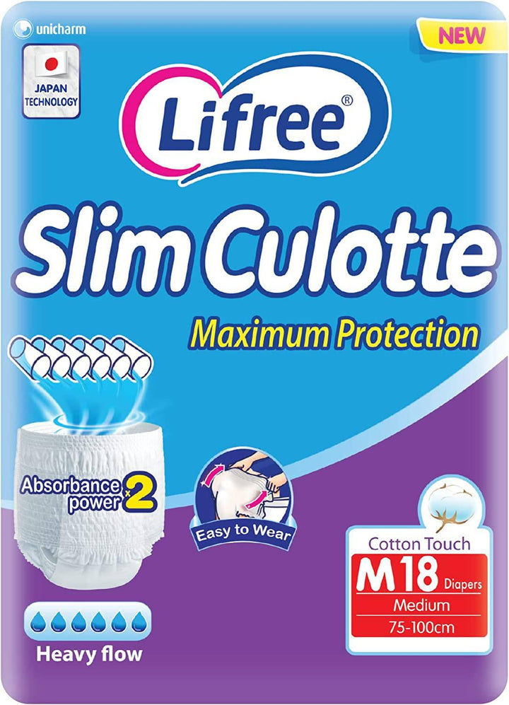 Lifree Adult Diaper Slim Culotte Super Absorbent Package, Medium 18 Pads - ZRAFH