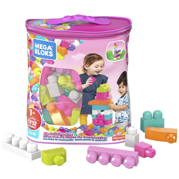 Mega Bloks 1st Builders Bldg Bag 60pcs Pink DCH54 - ZRAFH