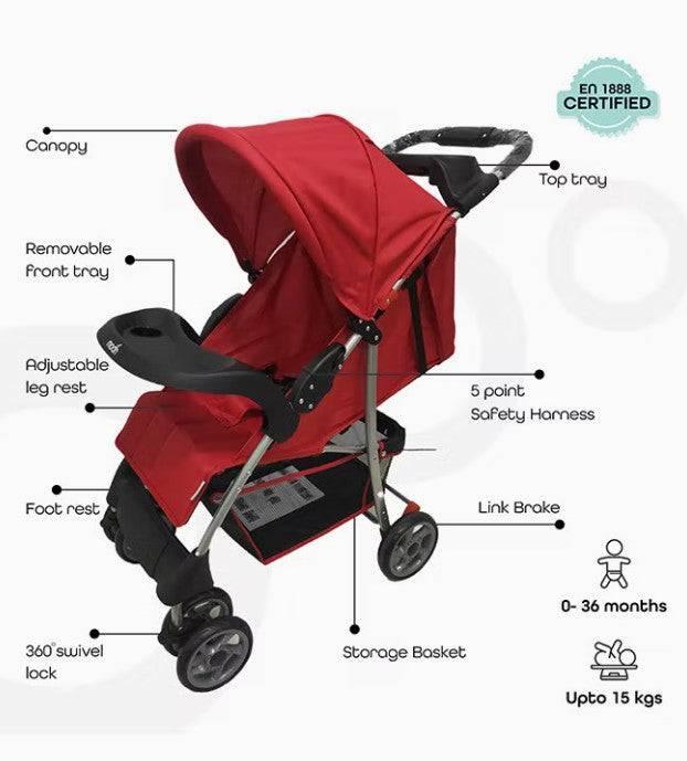 Moon Bezik One Fold Stroller Dark Red MNBGOMR05 - ZRAFH