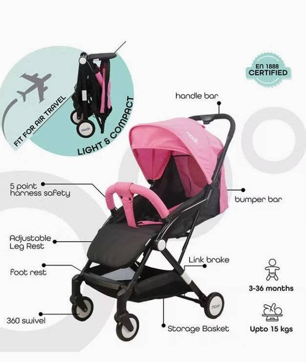 Moon Compact Cabin Stroller Pink - ZRAFH