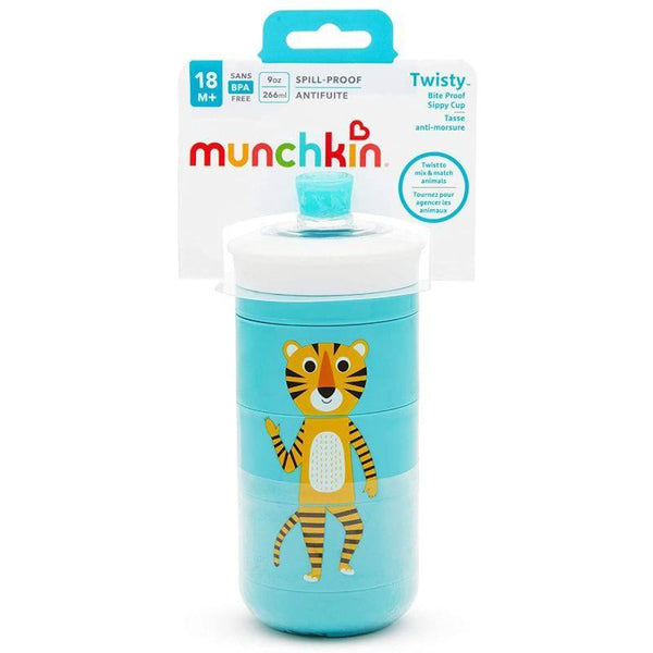 Munchkin CLICK LOCK INSULATED SIPPY CUP Animal Print tiger - 270 ml - blue and yellow - ZRAFH