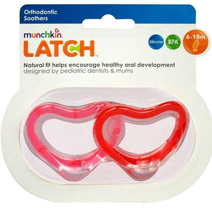 Munchkin Latch Orthodontic Silicone Soother 6+ months - 2 Pieces - Red&Pink - ZRAFH