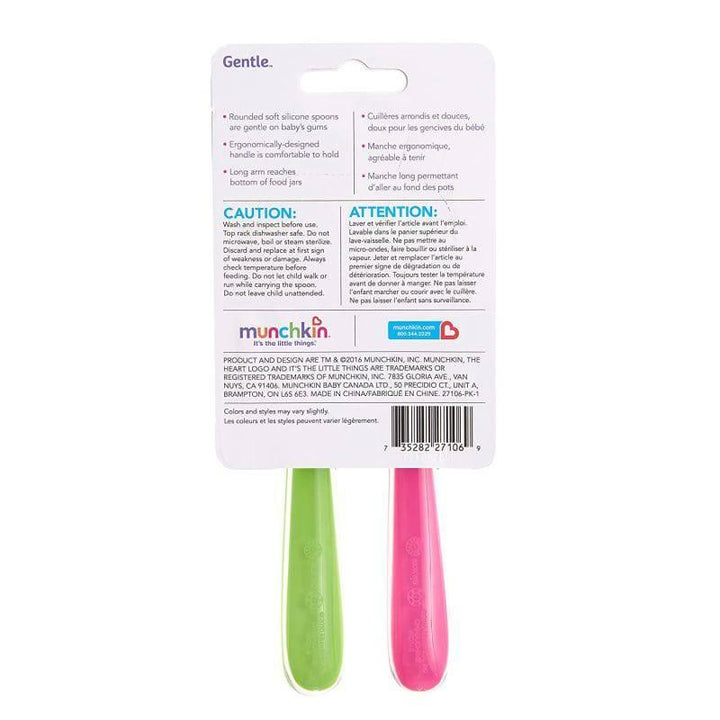 Munchkin Gentle Scoop Silicone Training Spoons, 2 Pack in Pink/Purple