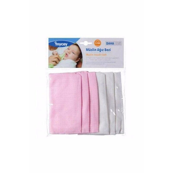 Mycey Muslin small Mouth cloth pink - 6 piece set - ZRAFH