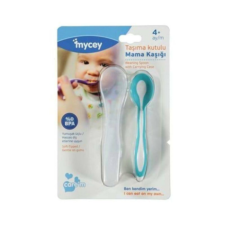 Mycey Weaning Spoon With Case - Blue - ZRAFH