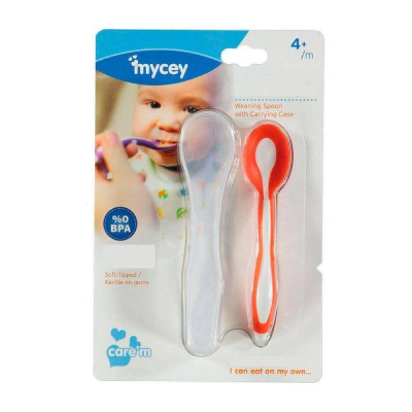 Mycey Weaning Spoon With Case - Orange - ZRAFH