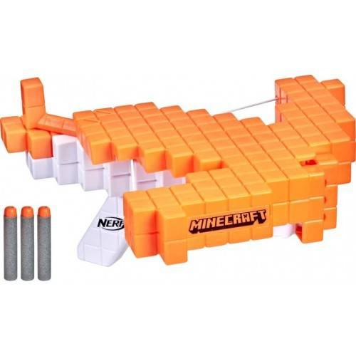 NERF Minecraft Pillager's Crossbow, Dart-Blasting Crossbow, Includes 3 Elite Darts, Real Crossbow Action, Pull-Back Priming Handle - ZRAFH