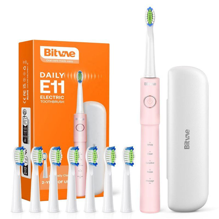 Bitvae E11 Toothbrush with 8 Heads and Travel Case - ZRAFH