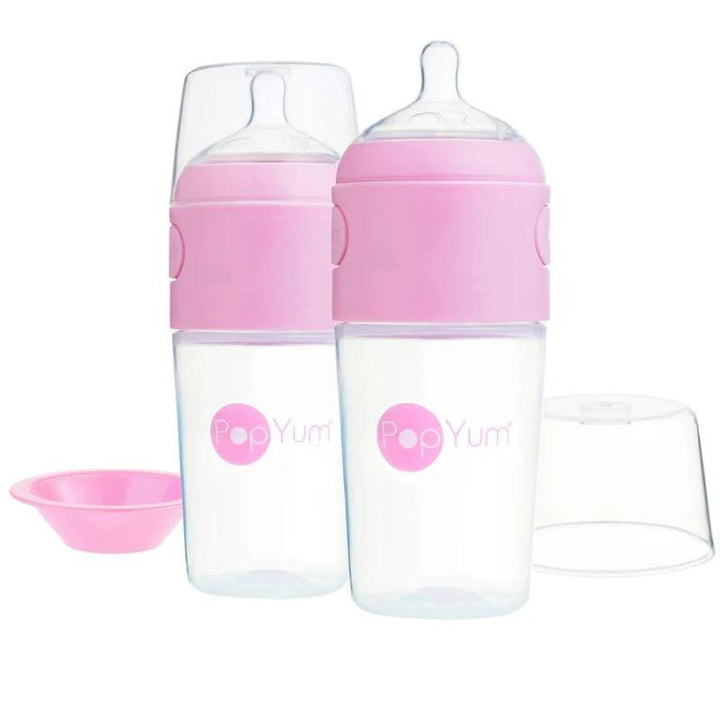 Pop Yum 2 PCS Pack Baby Feeding Bottle - 260 ml - Pink - ZRAFH