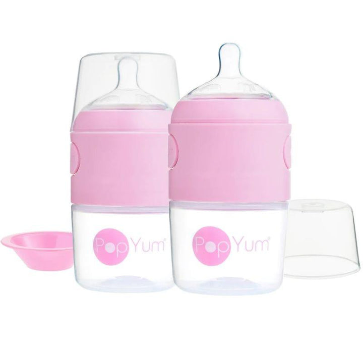 Pop Yum 2 PCS Pack Baby Feeding Bottle - 150 ml - Pink - ZRAFH