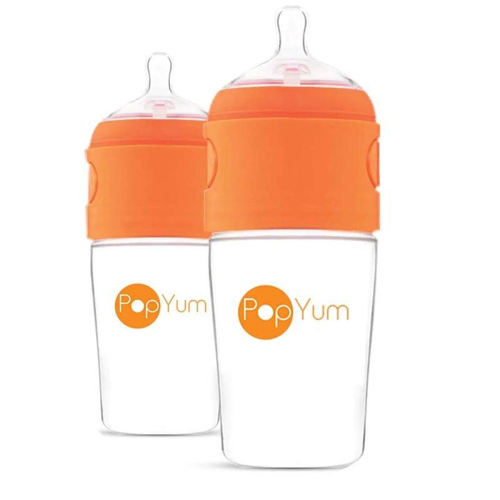 Pop Yum 2 PCS Pack Baby Feeding Bottle - 260 ml - Orange - ZRAFH