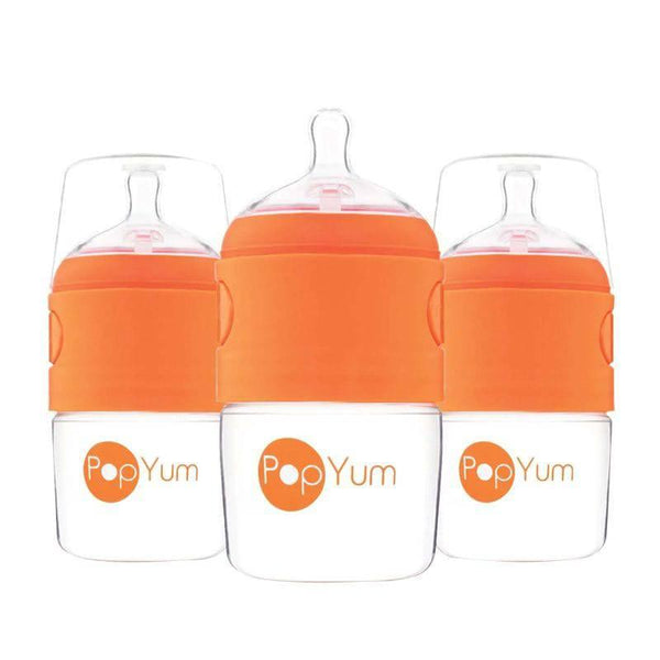 Pop Yum 3 PCS Pack Baby Feeding Bottle - 150 ml - Orange - ZRAFH
