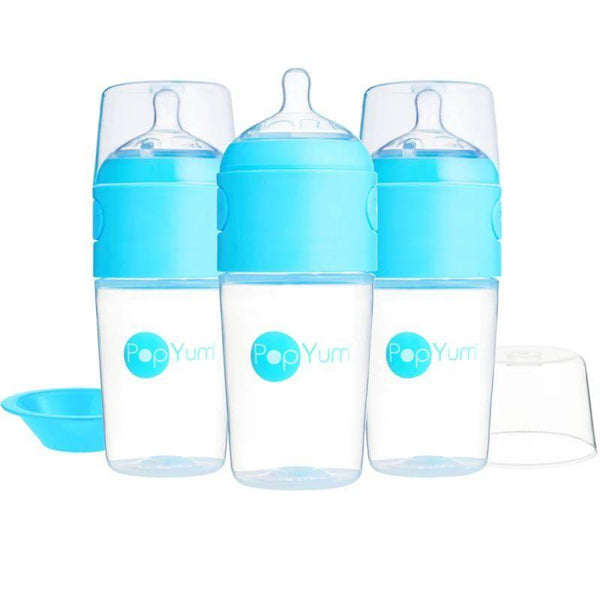 Pop Yum 3 PCS Pack Baby Feeding Bottle - 260 ml - Blue - ZRAFH