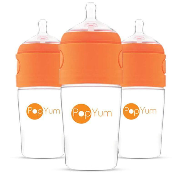 Pop Yum 3 PCS Pack Baby Feeding Bottle - 260 ml - Orange - ZRAFH