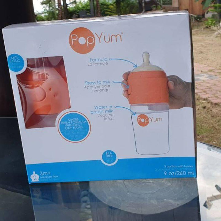 Pop Yum 3 PCS Pack Baby Feeding Bottle - 260 ml - Orange - ZRAFH