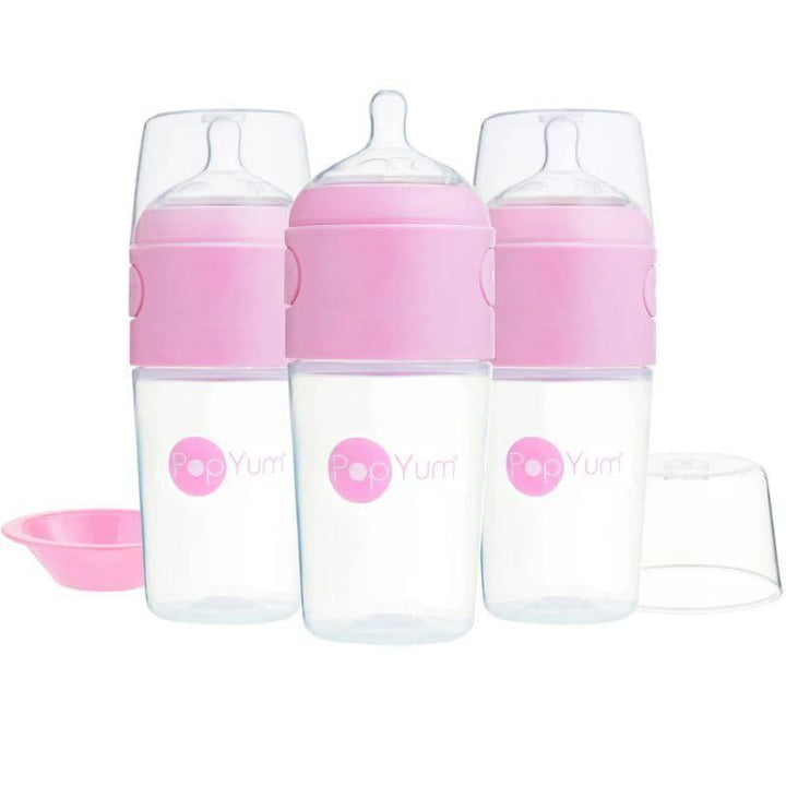 Pop Yum 3 PCS Pack Baby Feeding Bottle - 260 ml - Pink - ZRAFH