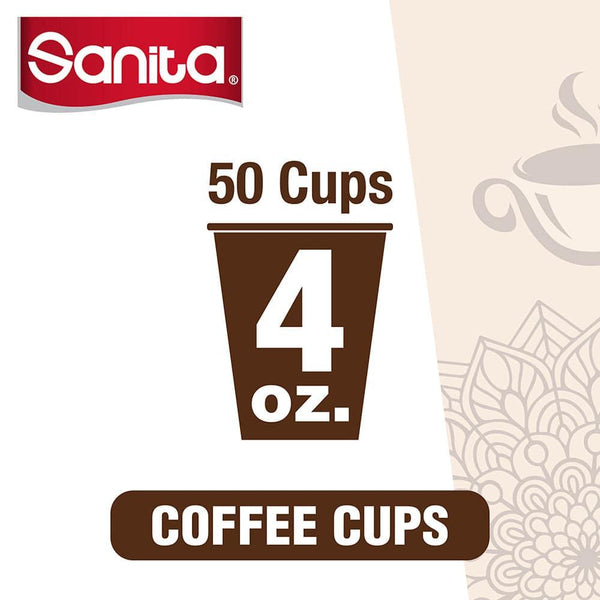 Sanita Paper Coffee Cups 4OZ 50 Cups - ZRAFH