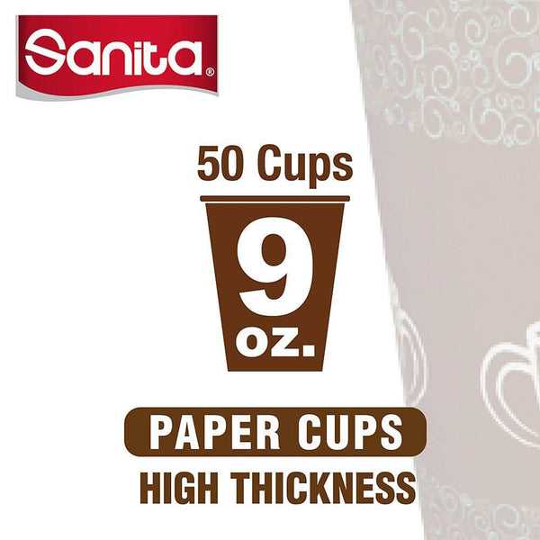 Sanita Paper Cups High Tickness 9OZ 50 Cups - ZRAFH
