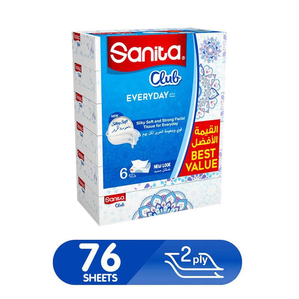 Sanita Club 2 Ply ARB Facial Tissues (76x6) 456 Sheets - ZRAFH