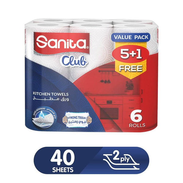Sanita Club Kitchen Towel 6 Roll 40sheets - ZRAFH