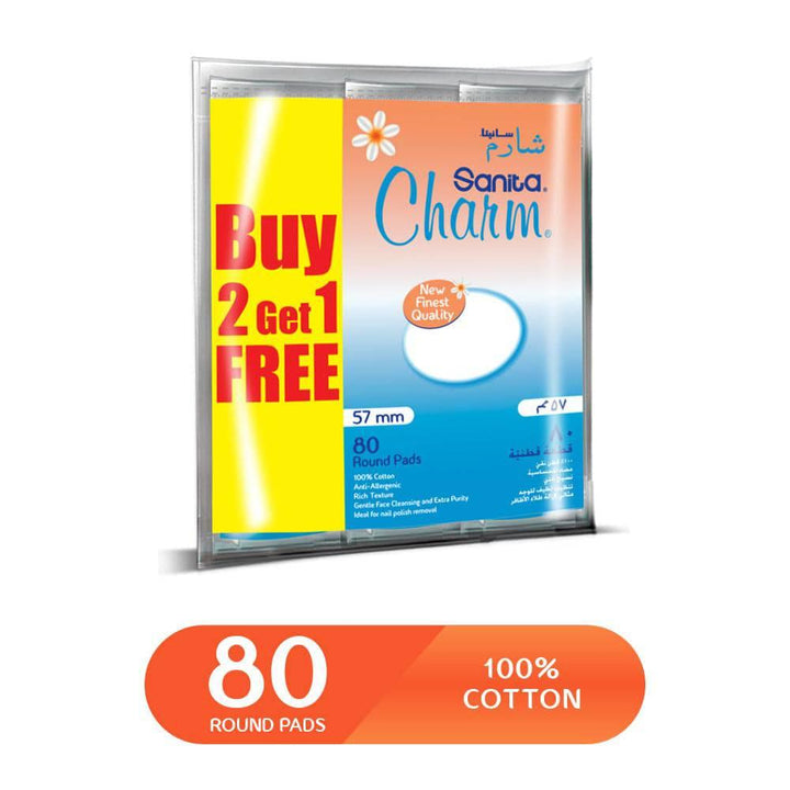 Sanita Charm 240 Rounds Pads 100% Wet Cotton - ZRAFH