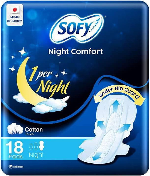 Sofy Night Comfort, 35 Cm, Sanitary Pads With Wings, Pack Of 18 Pads - ZRAFH