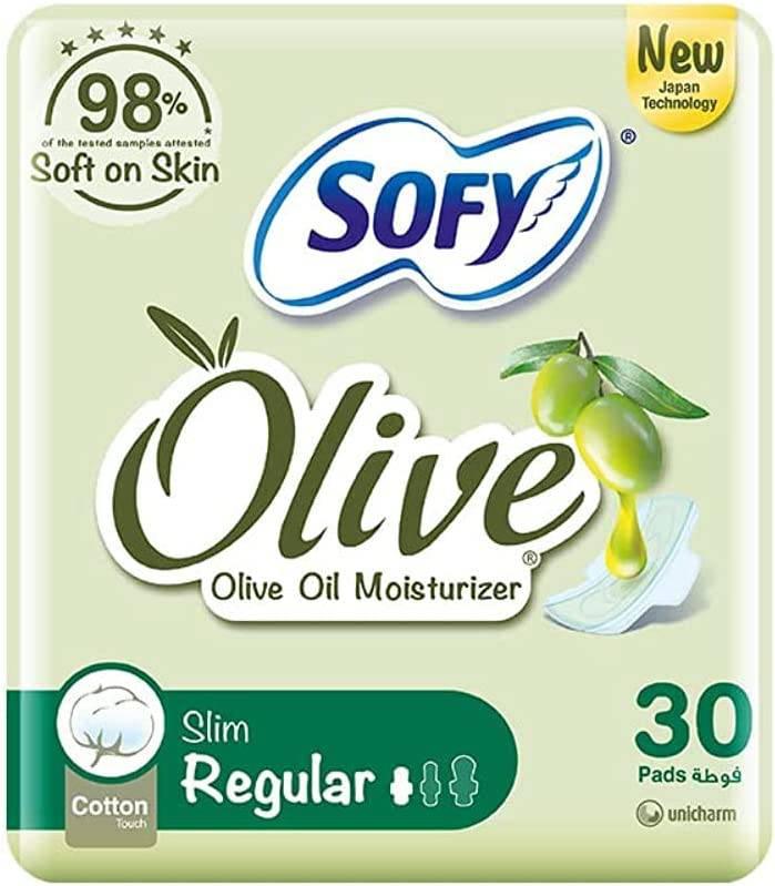 SOFY Olive Slim Regular 23 cm. Sanitary Pads with Wings 30 Pads - ZRAFH