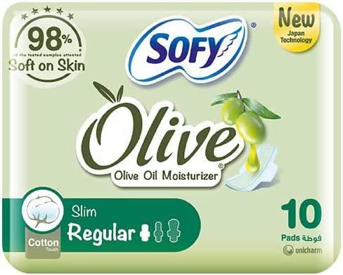 SOFY Olive Slim Regular 23 cm. Sanitary Pads wth Wings 10 Pads - ZRAFH