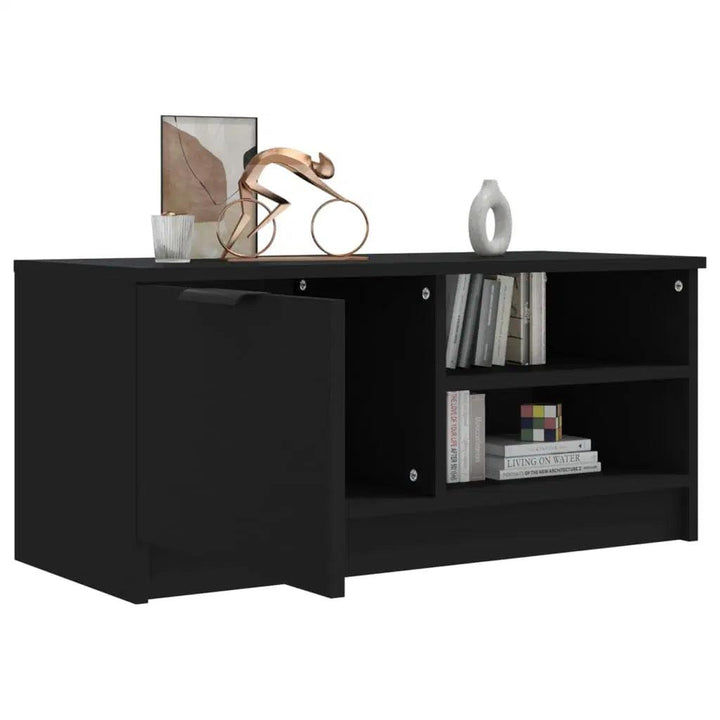 Alhome Black TV Table Contemporary and Sleek Entertainment Center in Compressed Wood - Zrafh.com - Your Destination for Baby & Mother Needs in Saudi Arabia