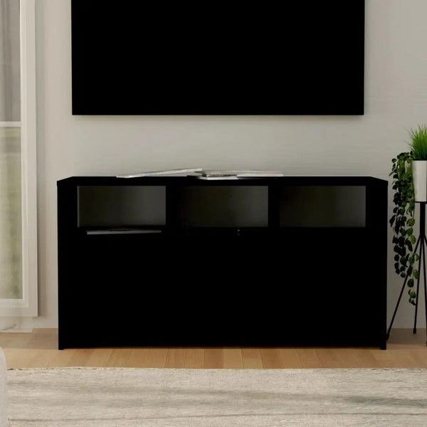 Alhome Black TV Table Contemporary and Spacious Entertainment Console in Compressed Wood - Zrafh.com - Your Destination for Baby & Mother Needs in Saudi Arabia