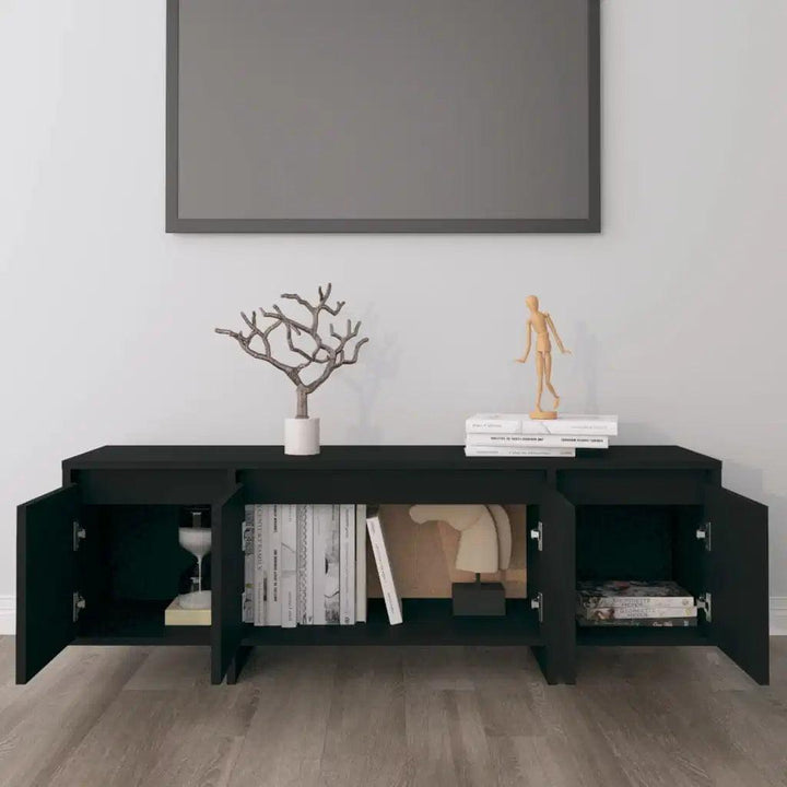 Alhome Black TV Table Modern and Versatile Entertainment Center in Compressed Wood - Zrafh.com - Your Destination for Baby & Mother Needs in Saudi Arabia