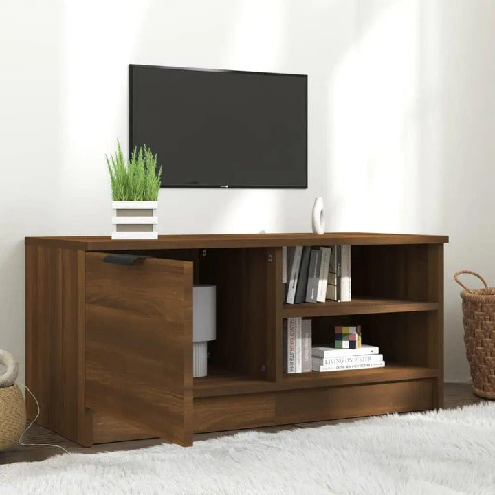 Alhome Brown TV Table Stylish and Spacious Entertainment Console in Compressed Wood - Zrafh.com - Your Destination for Baby & Mother Needs in Saudi Arabia