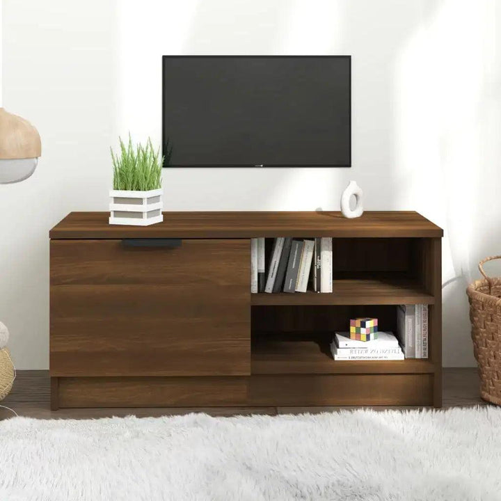 Alhome Brown TV Table Stylish and Spacious Entertainment Console in Compressed Wood - Zrafh.com - Your Destination for Baby & Mother Needs in Saudi Arabia