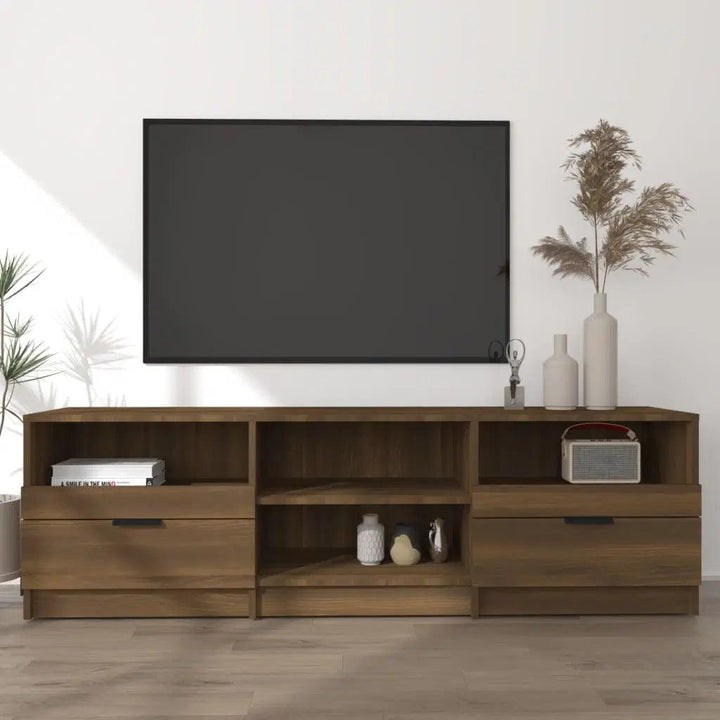 Alhome Brown TV Table: Sophisticated and Roomy Entertainment Center in Compressed Wood - Zrafh.com - Your Destination for Baby & Mother Needs in Saudi Arabia