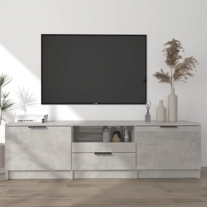 Alhome Grey TV Table Modern and Elegant Entertainment Console in Compressed Wood - Zrafh.com - Your Destination for Baby & Mother Needs in Saudi Arabia