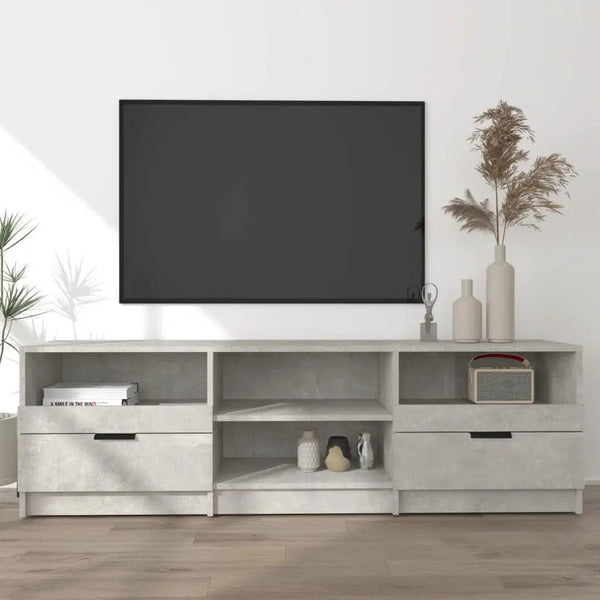 Alhome Grey TV Table Modern and Stylish Entertainment Center in Compressed Wood - Zrafh.com - Your Destination for Baby & Mother Needs in Saudi Arabia