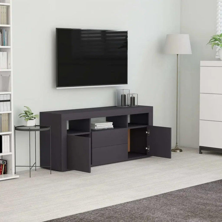 Alhome Black TV Table Modern and Space-efficient Entertainment Console in Compressed Wood - Zrafh.com - Your Destination for Baby & Mother Needs in Saudi Arabia