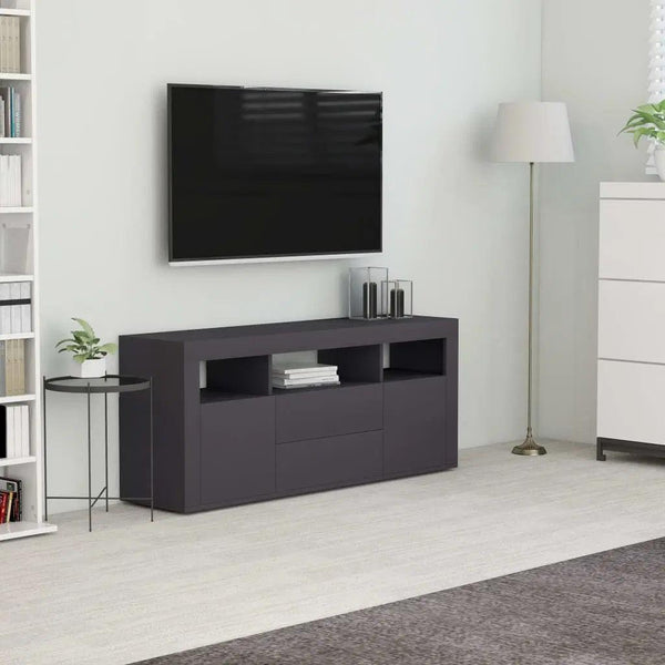 Alhome Black TV Table Modern and Space-efficient Entertainment Console in Compressed Wood - Zrafh.com - Your Destination for Baby & Mother Needs in Saudi Arabia