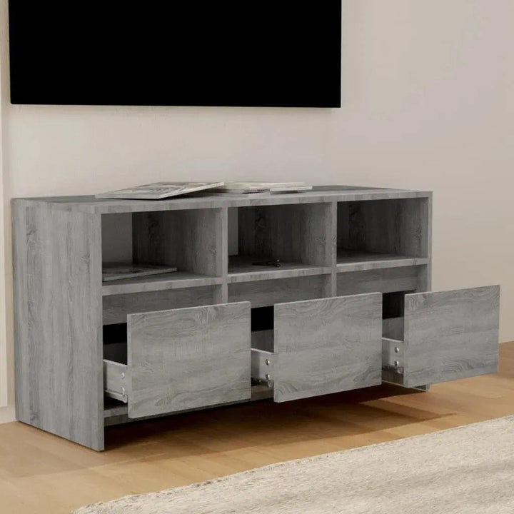 Alhome Grey TV Table Spacious and Modern Entertainment Center in Compressed Wood - Zrafh.com - Your Destination for Baby & Mother Needs in Saudi Arabia