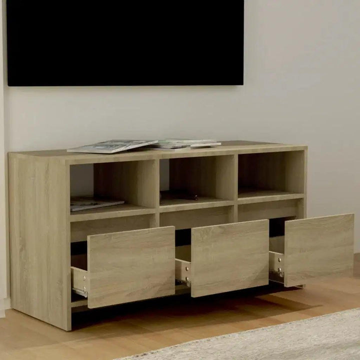 Alhome Brown TV Table Stylish and Spacious Entertainment Center in Compressed Wood - Zrafh.com - Your Destination for Baby & Mother Needs in Saudi Arabia